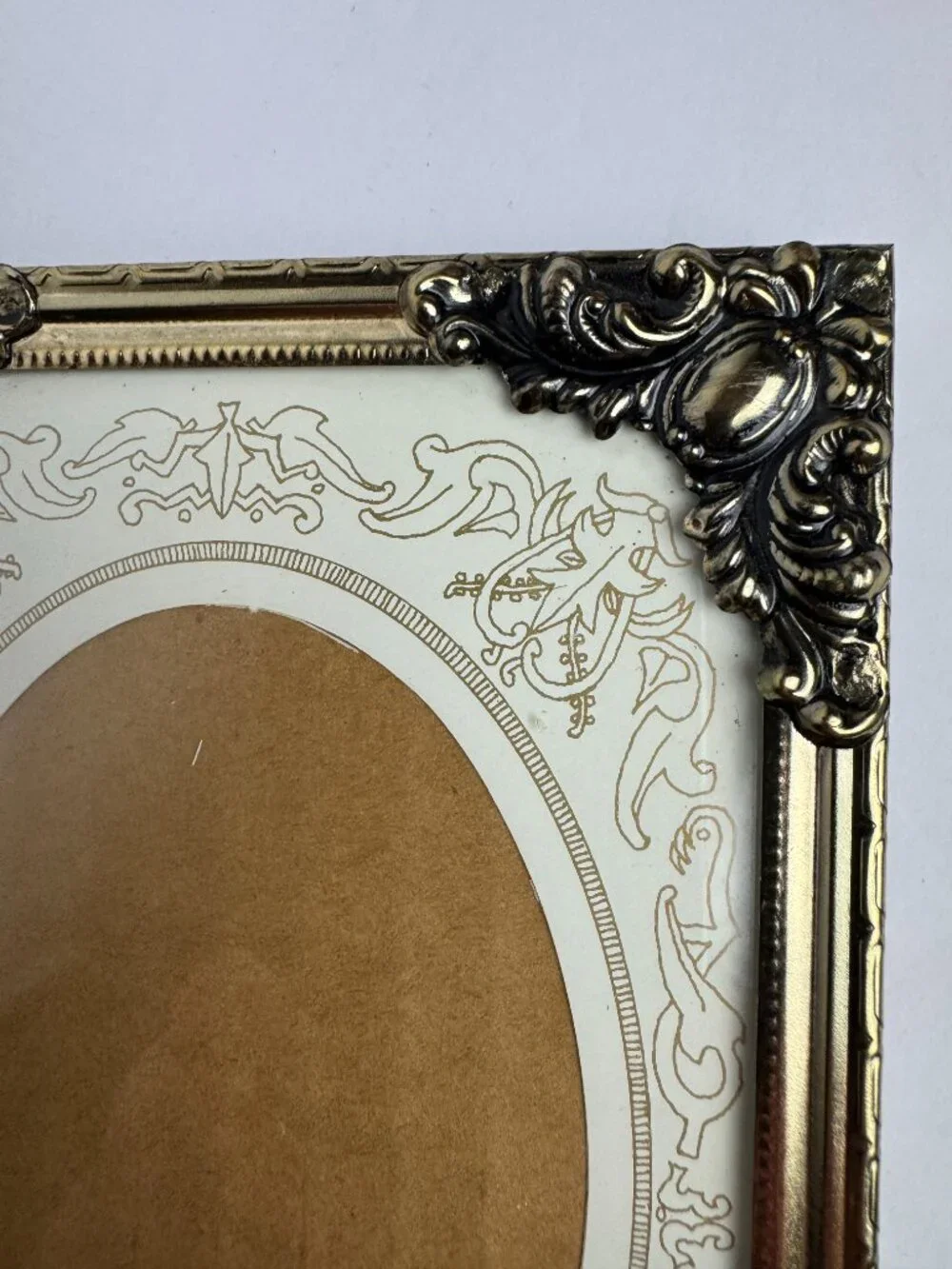 Vintage Antique French Oval Double Picture Frame Ornate Baroque Victorian Style